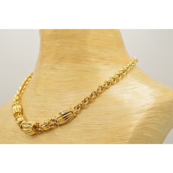 Givenchy Vintage Collar Necklace Chunky Linked Chain Gold Toggle Signed 80s BinP - Picture 6 of 12